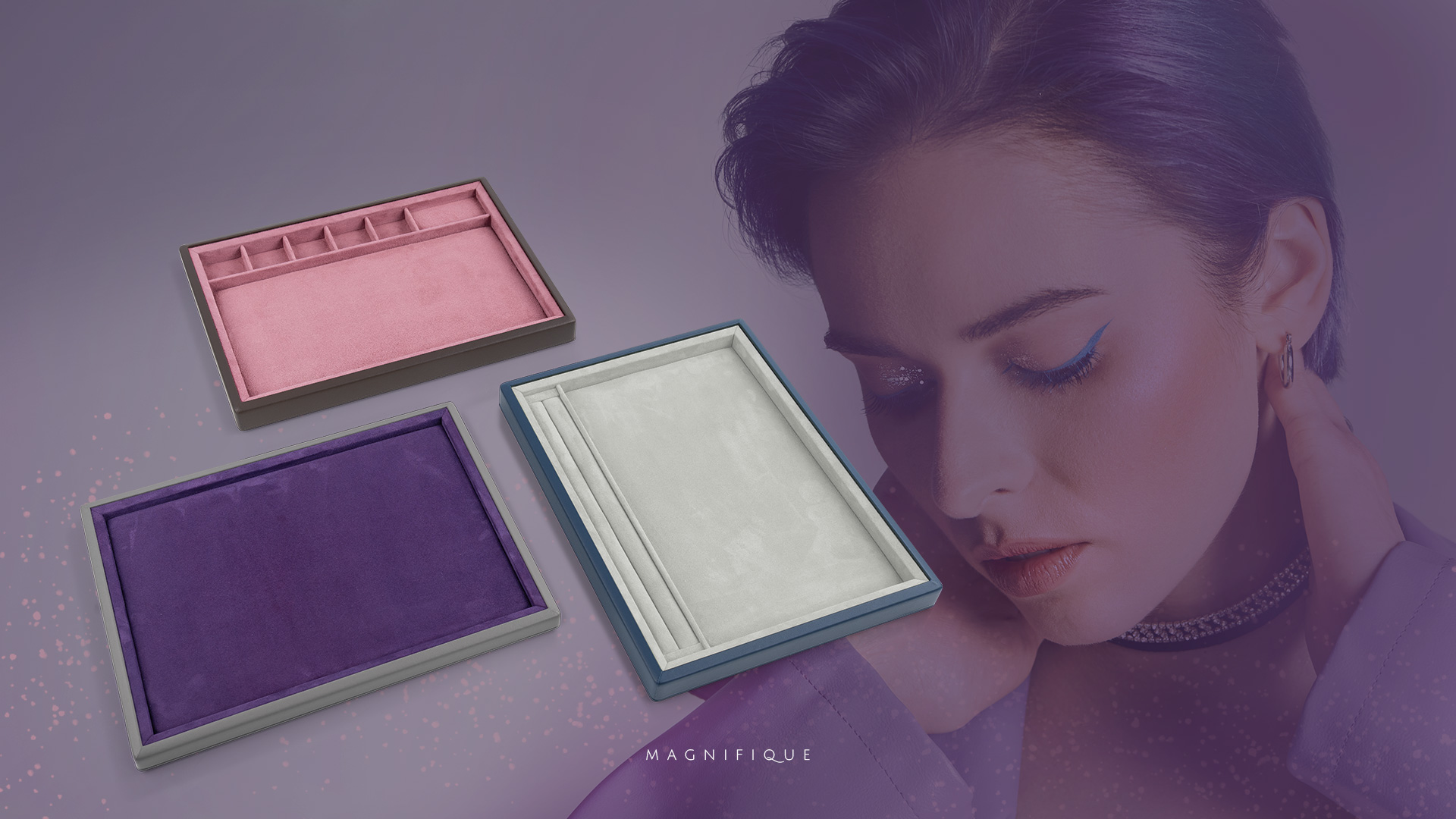 Elegante Vorlagetabletts in verschiedenen Farben.