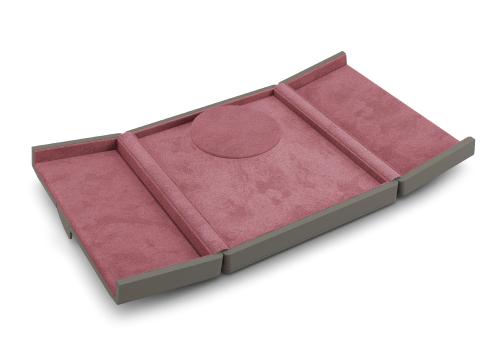 Pendentif à Ecrin collier en gris et rose.