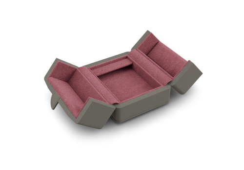 Pendentif à Grand écrin Boucles d'oreilles en gris et rose.