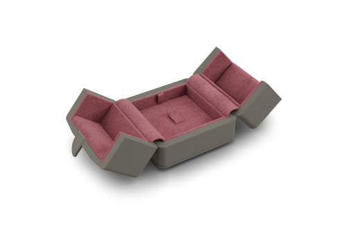 Pendentif à Ecrin bague avec languette en gris et rose.