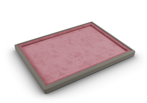 Vorlagetablett offen in Grau und Pink.